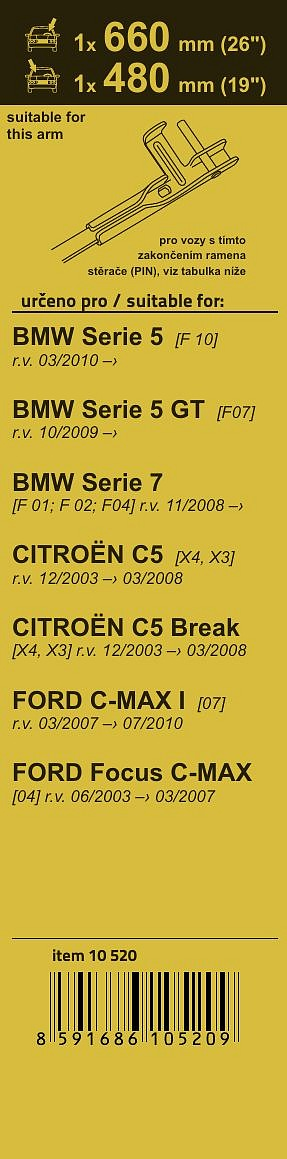 10520 Stěrače FLAT SET (PIN) 660+480mm