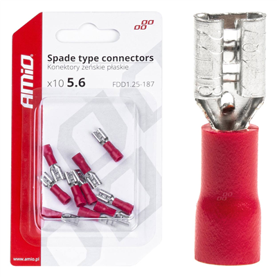 Elektrické konektory – samice (násuvka) 5.6mm 0.5-1.5mm2 10A 10 ks