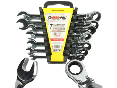 Klíče ráčnové očkoploché s kloubem 7ks 8-19mm