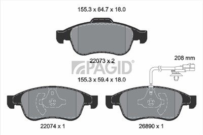 PAGID T4574N Číslo výrobce: 22073.