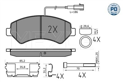MEYLE 025 244 6619-2/PD Číslo výrobce: MBP1670PD. EAN: 4040074181805.