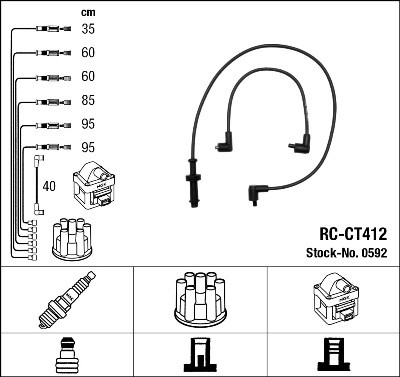 NGK 0592 Číslo výrobce: RC-CT412. EAN: 87295005927.