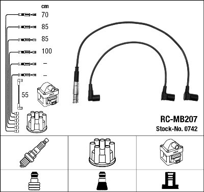 NGK 0742 Číslo výrobce: RC-MB207. EAN: 87295007426.