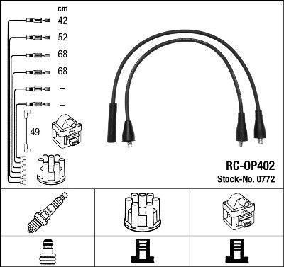 NGK 0772 Číslo výrobce: RC-OP402. EAN: 87295007723.