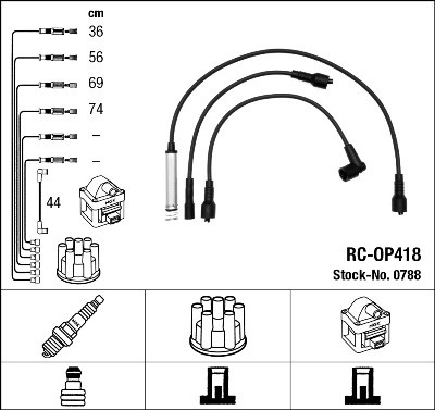NGK 0788 Číslo výrobce: RC-OP418. EAN: 87295007884.