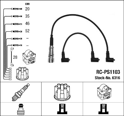 NGK 6316 Číslo výrobce: RC-PS1103. EAN: 87295063163.