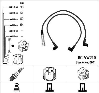 NGK 0941 Číslo výrobce: RC-VW210. EAN: 87295009413.