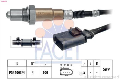 FACET 10.8072 Číslo výrobce: KW 498 072. EAN: 8012510015865.