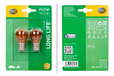 HELLA 8GA 006 841-133 Číslo výrobce: PY21W12VLLB2. EAN: 4082300753974.