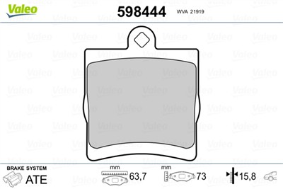 VALEO 598444 Číslo výrobce: 21919. EAN: 3276425984448.