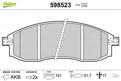 VALEO 598523 Číslo výrobce: 23317. EAN: 3276425985230.