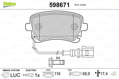 VALEO 598671 Číslo výrobce: 23326. EAN: 3276425986718.