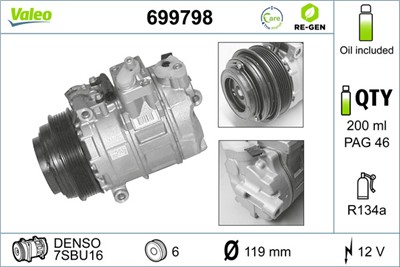 VALEO 699798 Číslo výrobce: 7SBU16C. EAN: 3276426997980.