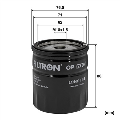 FILTRON OP 570/1 EAN: 5904608025708.