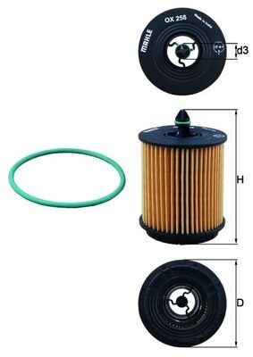 MAHLE ORIGINAL OX 258D Číslo výrobce: 72572787. EAN: 4009026309339.