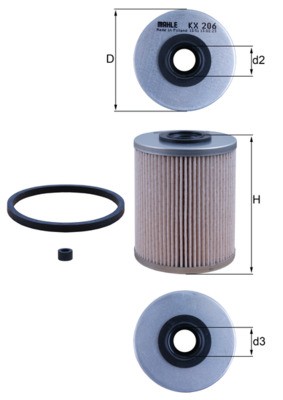 MAHLE ORIGINAL KX 206D Číslo výrobce: 70345852. EAN: 4009026509920.