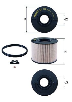 MAHLE ORIGINAL KX 192D Číslo výrobce: 76831564. EAN: 4009026503737.