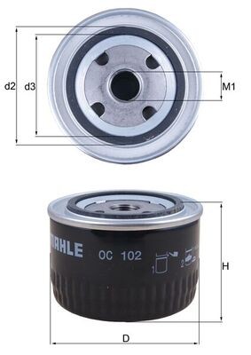 MAHLE ORIGINAL OC 102 Číslo výrobce: 77823628. EAN: 4009026008607.