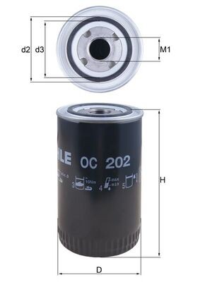 MAHLE ORIGINAL OC 202 Číslo výrobce: 77493703. EAN: 4009026007099.