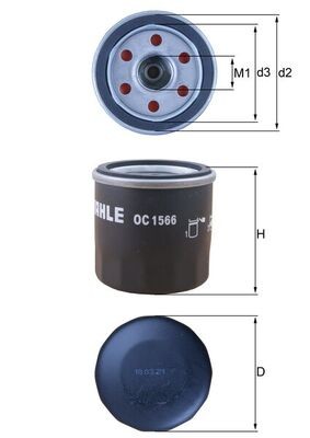 MAHLE ORIGINAL OC 1566 Číslo výrobce: 72483059. EAN: 4057635010757.