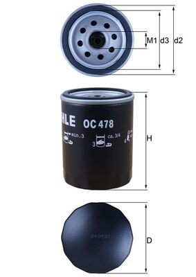 MAHLE ORIGINAL OC 478 Číslo výrobce: 76824197. EAN: 4009026502693.