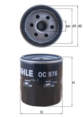 MAHLE ORIGINAL OC 976 Číslo výrobce: 70515268. EAN: 4009026729557.
