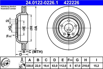 ATE 24.0122-0226.1 Číslo výrobce: 422226. EAN: 4006633264396.