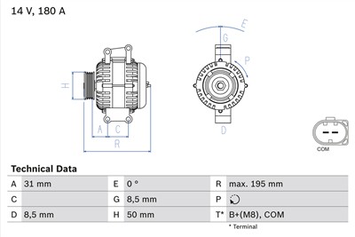 BOSCH 0 986 081 910 Číslo výrobce: 8191. EAN: 4047025304344.