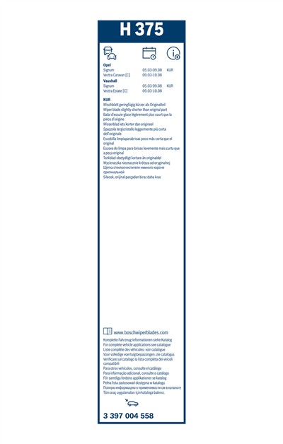 BOSCH 3 397 004 558 Číslo výrobce: H 375. EAN: 3165143604762.