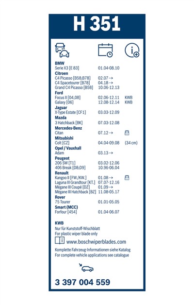 BOSCH 3 397 004 559 Číslo výrobce: H 351. EAN: 3165143604755.