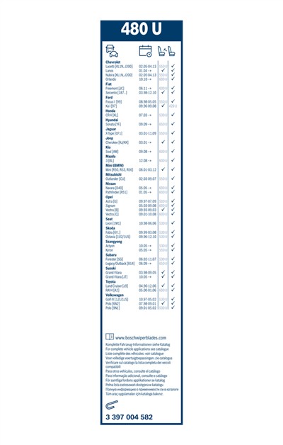 BOSCH 3 397 004 582 Číslo výrobce: 480 U. EAN: 3165143572894.