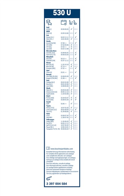 BOSCH 3 397 004 584 Číslo výrobce: 530 U. EAN: 3165143572917.