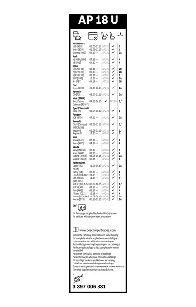 BOSCH 3 397 006 831 Číslo výrobce: AP 18 U. EAN: 4047025120555.