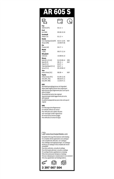 BOSCH 3 397 007 504 Číslo výrobce: AR 605 S. EAN: 4047024438866.
