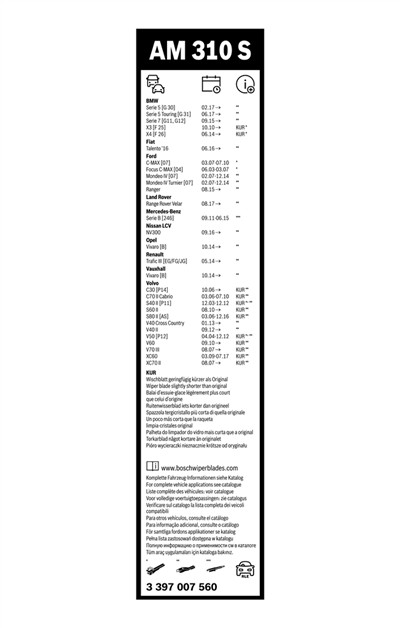 BOSCH 3 397 007 560 Číslo výrobce: AM 310 S. EAN: 4047024680289.