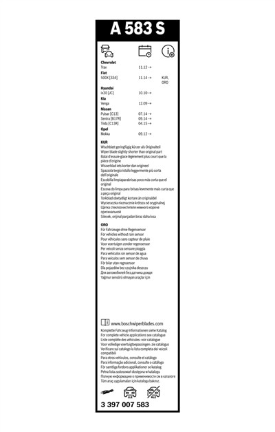 BOSCH 3 397 007 583 Číslo výrobce: A 583 S. EAN: 4047024743151.