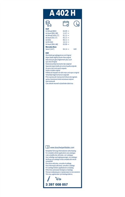 BOSCH 3 397 008 057 Číslo výrobce: A 402 H. EAN: 4047024385252.