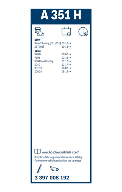 BOSCH 3 397 008 192 Číslo výrobce: A 351 H. EAN: 4047024302488.