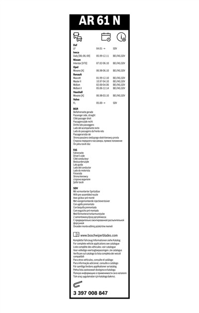 BOSCH 3 397 008 847 Číslo výrobce: AR 61 N. EAN: 4047024784567.