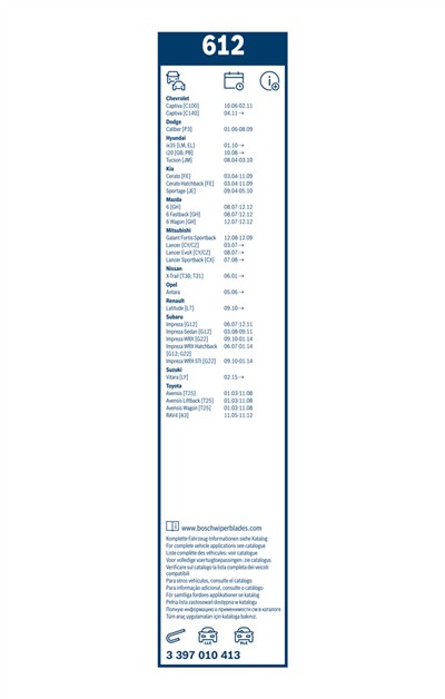 BOSCH 3 397 010 413 Číslo výrobce: 612. EAN: 4047025520720.