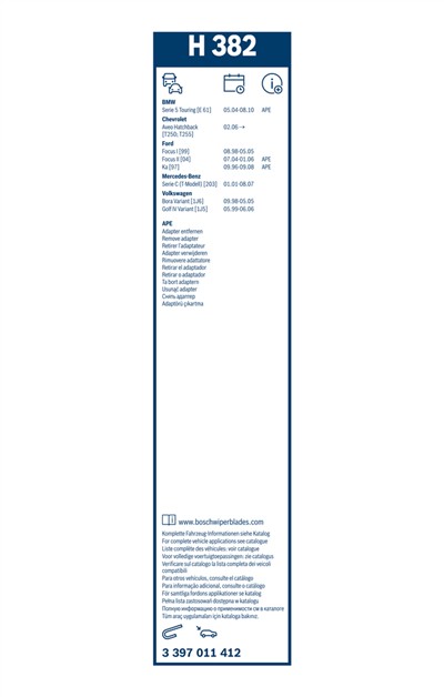 BOSCH 3 397 011 412 Číslo výrobce: H 382. EAN: 4047024656420.