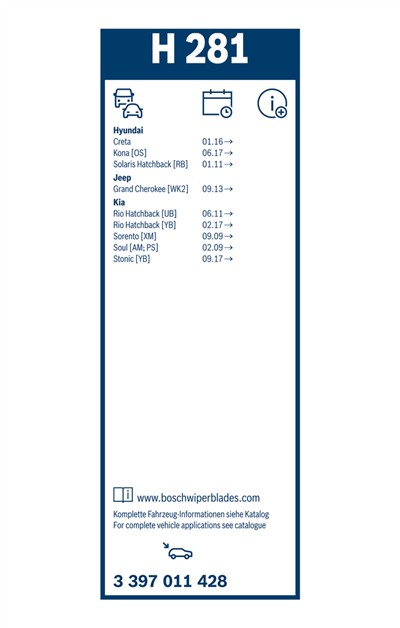 BOSCH 3 397 011 428 Číslo výrobce: H 281. EAN: 4047024909588.