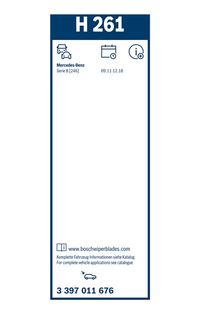 BOSCH 3 397 011 676 Číslo výrobce: H 261. EAN: 4047025161442.