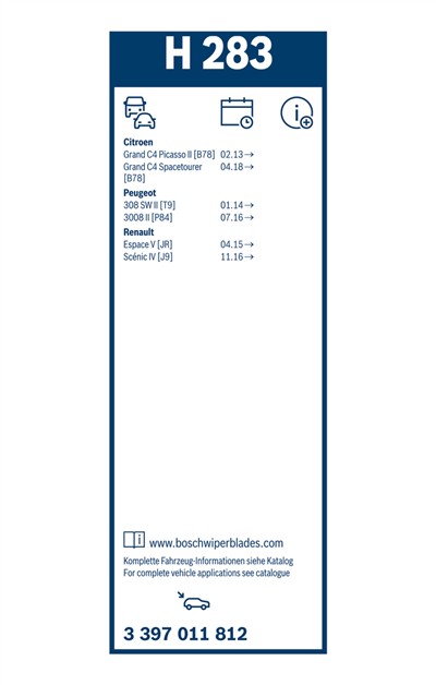 BOSCH 3 397 011 812 Číslo výrobce: H 283. EAN: 4047025309318.