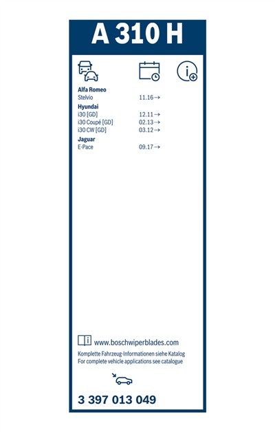 BOSCH 3 397 013 049 Číslo výrobce: A 310 H. EAN: 4047025304375.