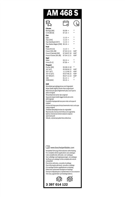BOSCH 3 397 014 122 Číslo výrobce: AM 468 S. EAN: 4047025487757.