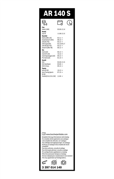 BOSCH 3 397 014 140 Číslo výrobce: AR 140 S. EAN: 4047025509114.