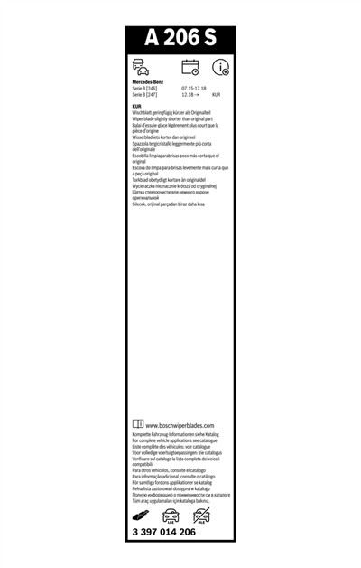 BOSCH 3 397 014 206 Číslo výrobce: A 206 S. EAN: 4047025907958.