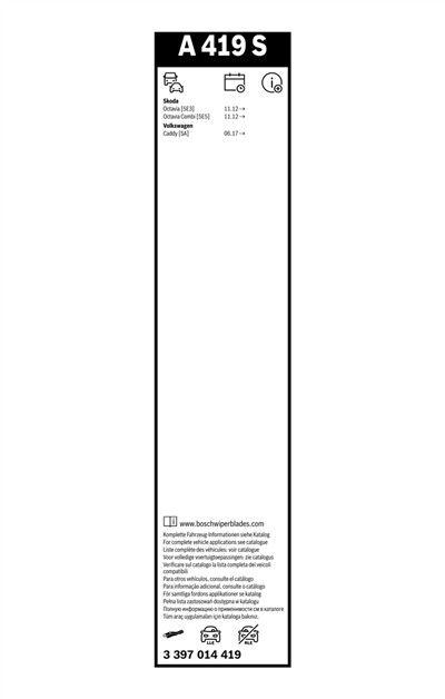 BOSCH 3 397 014 419 Číslo výrobce: A 419 S. EAN: 4047026234459.