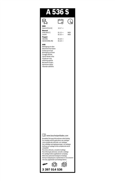 BOSCH 3 397 014 536 Číslo výrobce: A 536 S. EAN: 4047026350227.
